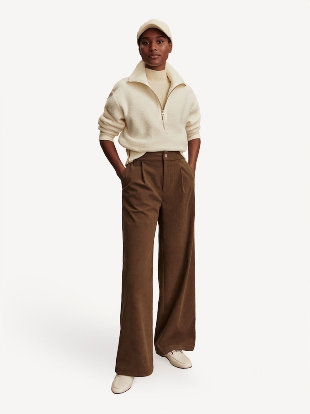 Varley High-Rise Wide-Leg Corduroy Pants in Desert Palm 32”